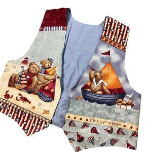 Teacher Vest Adult L‎ Blue Bears Sailor Americana Stars Stripes Flag Novelty Sea